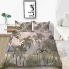 Mysterious Island Coconut Trees 3D Quilt Duvet Doona Cover Set Pillow case Print