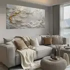 Elegant White Tree & Golden Wall Art canvas office home room framed 120x60cm