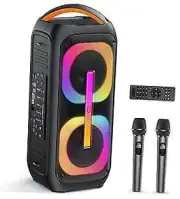 T11-T Karaoke Machine with 2 Microphones, Large Bluetooth Karaoke Speaker for