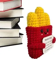 Emotional Support Fries - Positive Crochet Toys, Knitted Fries | Hand-woven crochet gift, positive energy potato cute French fries doll, Cute Crochet Doll Cheer Up Fries With Positive Card For Friends