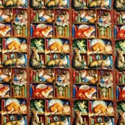 Feline Cat Bookshelf Novelty Home Decor Sewing Cotton Fabric 1/2 YD