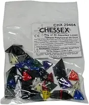 Chessex Bulk D4 Dice Assorted Loose Opaque Polyhedral (50 Dice in Bag) Dice