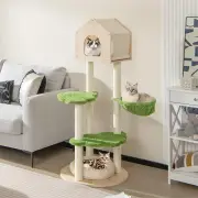 Costway1.4M Cute Cat Tree with Sisal Scratching Posts for Indoor Cats