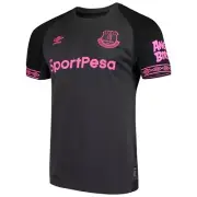 EVERTON 2018/19 AWAY (XL,L) BLACK/PINK UMBRO S/SLEV SOCCER SHIRT FOOTBALL JERSEY