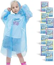 [BREENHILL] Disposable Rain Ponchos for Kids,Individually Wrapped,Plastic Raincoats with Hood for Emergency,One Size for Children, Boys and Girls, Transparent