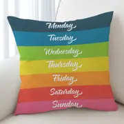 Cool Days of the Week Rainbow Flag Cushion Cover
