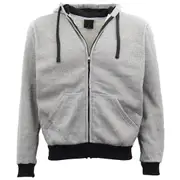 Mens Zip Up Fleece Lined Hoodie Winter Jacket Sweatshirt Gym Sport Casual Jumper - Light Grey