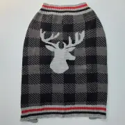 NEW Plaid Reindeer Dog Sweater Size M Fits Beagle Standard Poodle 20-50 lbs 17"