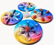 Sacred Geometry Crystal Grid Set (4 Crystal Grids/Coasters)CRYSTALS NOT INCLUDED