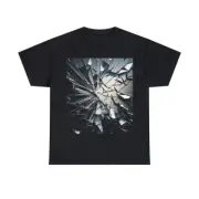 Unisex Adult T Shirt Shattered Glass Broken Scary Futuristic Pattern Sleek Sharp