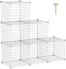 DIY Wire Storage Cubes Metal Grids Bookshelf Modular Shelving Stackable 6 Cube C