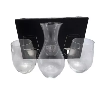 Riedel Wine Sake Set Mini Decanter And Two Glasses New In Box Crystal Taster
