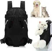 Dog Backpack Carrier, Legs Out Pet Carrier Backpack Pet Front Dog Backpacks Adjustable Breathable for Hiking Traveling for Small Medium Dogs Medium Travel Bag Black