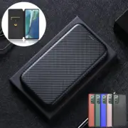 For Samsung S21 S20 FE Note20 Ultra S10 Plus Case Carbon Leather Wallet Cover