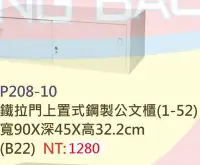 在飛比找Yahoo!奇摩拍賣優惠-【進日興家具】P208-10 鐵拉門上置式鋼製收納櫃/置物櫃