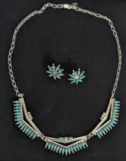Chaco Canyon Zuni Campitos Turquoise Necklace and Earring Set-NWT-Orig. $749.50