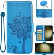 [Asuwish] Mobile Phone Case for Samsung Galaxy S23 Ultra 5G Case with Glass Film Screen Protector and Card Slot Foldable Leather Wallet Stand S23Ultra 23S S 23 23Ultra Mobile Phone Cases Protective