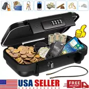 Portable Security Money Box Fire-proof Lock Safe Storage Cash Gun Jewelry Safety