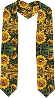 [SKKNT] Sunflower Bees Print Graduation Shawl Stole For Academic Commencements Honor Sash Congratulations Gift