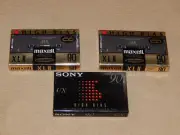 3 Sealed Vintage SONY UX 90 & Maxell XLII Type II High Bias Blank Cassette Tapes
