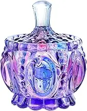 SOCOSY Royal Embossed Clear Glass Apothecary Jar With Lids, Candy Jar Containers Wedding Candy Buffet Jars Crystal Jewelry Box Food Jar 7oz - Pumpkin, Purple
