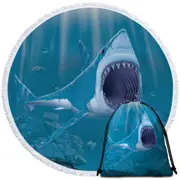 Cool Scary Marine life Art Shark Bite Round Beach Towel