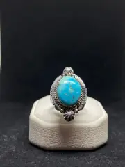 Native American Navajo kingman Turquoise Sterling Silver Size 9.25 Ring