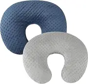 Dot Nursing Pillow Cover Set 2 Pack Nursing Pillow Slipcovers, Ultra Soft Compatible with Boppy Pillow,Standard Pillow for Baby Boy Girl Grey Navy