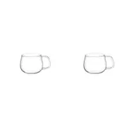 2x Kinto Unitea 350ml/12.2cm Glass Tea Cup/Coffee Mug Round w/ Handle Clear