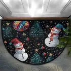 Half Round Doormat Indoor Welcome Mat Winter Snowman Rugs Washable Kitchen Ma...