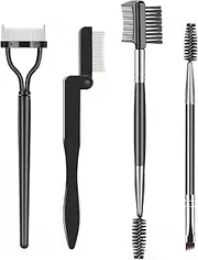 Eyelash Comb Lash Separator Tool Brow Brush & Lash Spoolie Professional Eye Makeup Tools (4 Pieces Set)