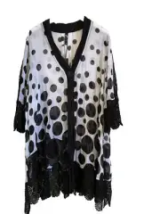 TS TAKING SHAPE LONG SLEEVE BLACK & WHITE SPOT LACE CARDI SIZE 18 *NWTS*