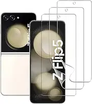 CONAPIKA Hydrogel Screen Protector for Samsung Galaxy Z Flip 6/Z Flip 5/Flip 4, 3 Pack Flexible Soft TPU Inner Protective Film Support Fingerprint Unlock Full Covered 3D Curved[Bubble Free] Screen Protector