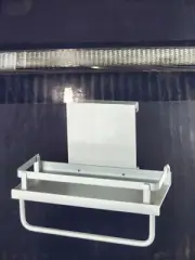 evacare sliding shelf track mounted shelf with towel holder