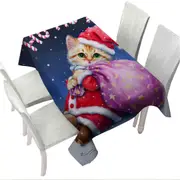 Fun Cute Cat Designs Christmas Santa Kitten Tablecloth