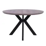 Raimon Furniture Oriel Round Dining Table 120cm - Black Metal Frame - Grey Oak