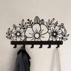 6 Hooks Flowers Wall Mounted Coat Rack Coat Racks Metal Wall Art for Entryway Wa