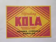 REFRESHING COLA by MOORES CORDIALS WARIALDA NSW LABEL ORIGINAL & UNUSED 1950s