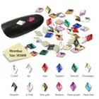 Rhombus Flatback Charm Fashion Rhinestones Nail Art Glass Crystal Beads 1pack