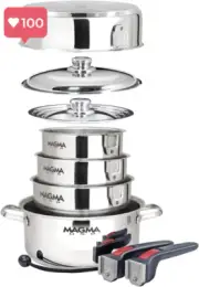 Products, 10 Piece Gourmet Nesting Stainless Steel Cookware Set, Stainless Steel