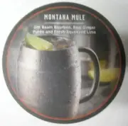 MONTANA MULE w/ JIM BEAM BOURBON 4 inch whiskey COASTER, MAT w/ JB & REAL GINGER