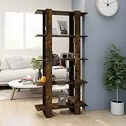 Smoked Oak Engineered Wood Book Cabinet and Room Divider, a Durable 80x30x160 cm Storage Bookshelf for Books, DVDs, Media, and Decorative Display in Any Room.