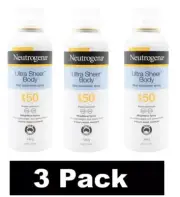 3 x NEUTROGENA 140g MIST SUNSCREEN SPAY ULTRA SHEER BODY SPF50 BROAD SPECTRUM