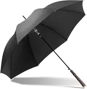 Automatic Long-Handled Umbrella, Sandalwood Handle, Men's Household Large Double Storm-Resistant Golf Umbrella