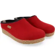 HAFLINGER KRIS PAPRIKA RED MEN'S SLIPPERS WOOL FELT