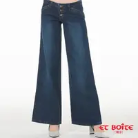 在飛比找momo購物網優惠-【BLUE WAY】女裝 超低腰三排釦喇叭 牛仔褲 寬褲- 