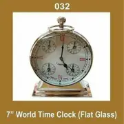 7'' World Time Clock Nautical Watch Quartz Flat Glass Roman Number Brass