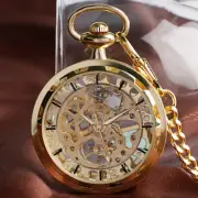 Vintage Steampunk Skeleton Mechanical Fob Pocket Watch Pendant Hand Winding