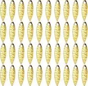 uxcell Fishing Lure Blades, 40 Pack 0.7" x 0.2" Round Fishing Spinner Baits Willowleaf Lure Spinner Lure Making Part with Plastic Storage Box for Bait Fishing Accessories, Gold Tone