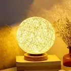 LED Bedside Table Lamp Dimmable 3W Creative USB Rattan Ball Table Lamp For Be